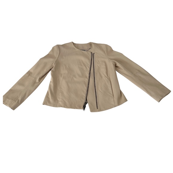 Vince Cream Lamb Leather Moto Jacket Large $995 Retail - Picture 4 of 14